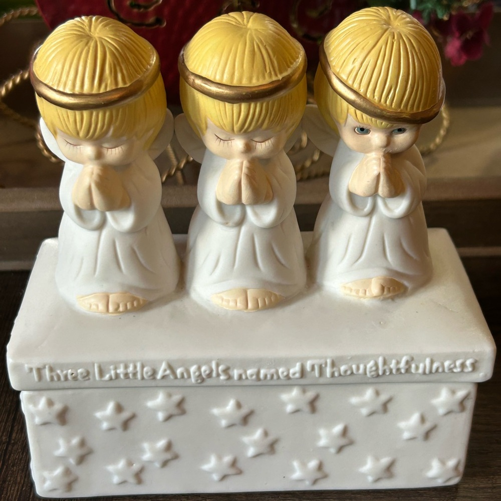 Hallmark Thoughtfulness Angel Trinket Box- White and Gold New